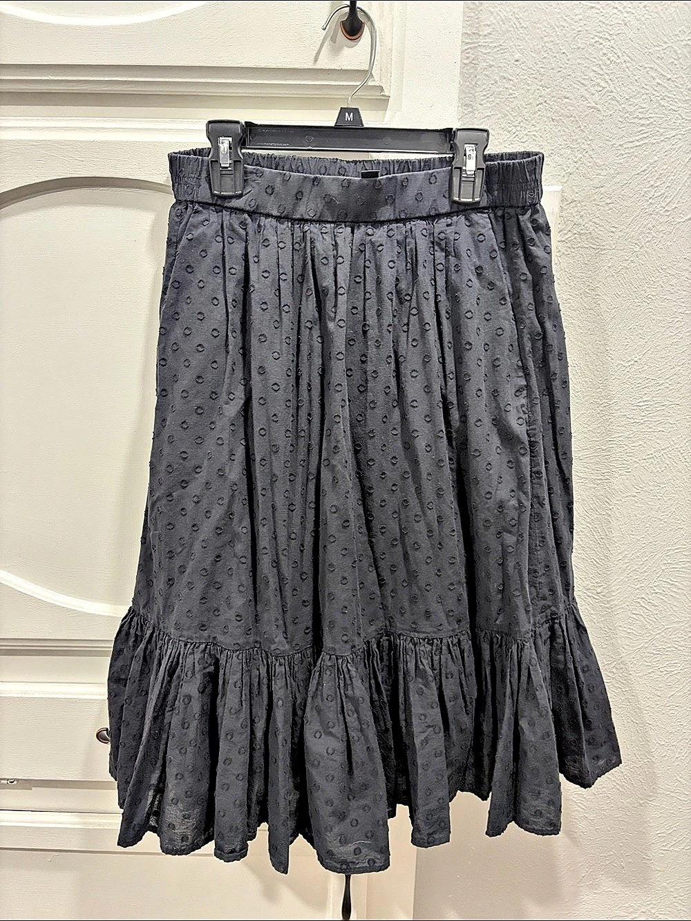J.Crew Midi skirt in embroidered dobby Black Polka Dot Small